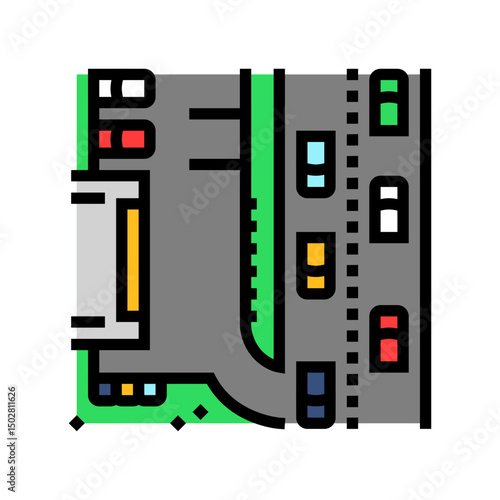 rest area highway road color icon vector illustration