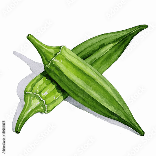 Silken Pod Serenity okra isolated watercolor vector illustration svg