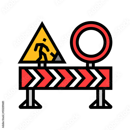 roadworks highway road color icon vector illustration