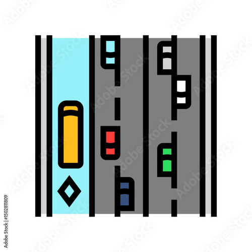 hov lane highway road color icon vector illustration
