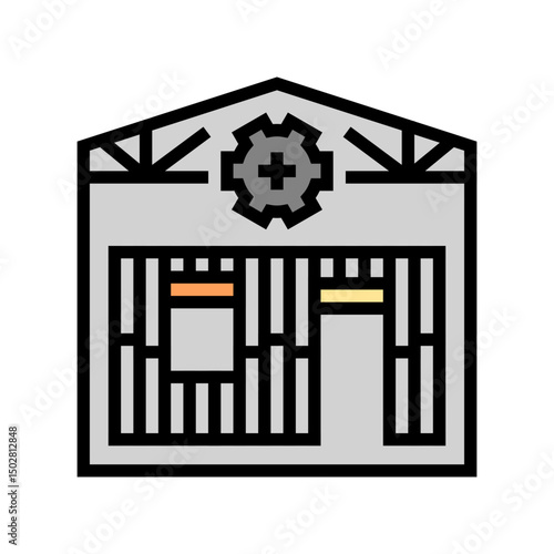 timber framing workshop wood frame color icon vector illustration