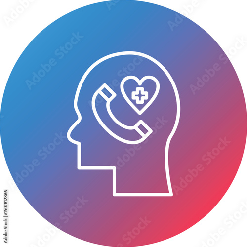 Psychological Help Line Gradient Circle Background Icon