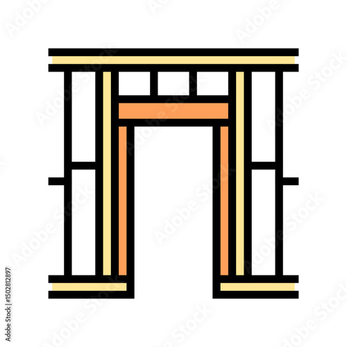 door wood frame house color icon vector illustration