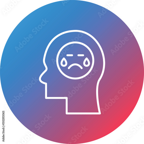 Sadness Line Gradient Circle Background Icon