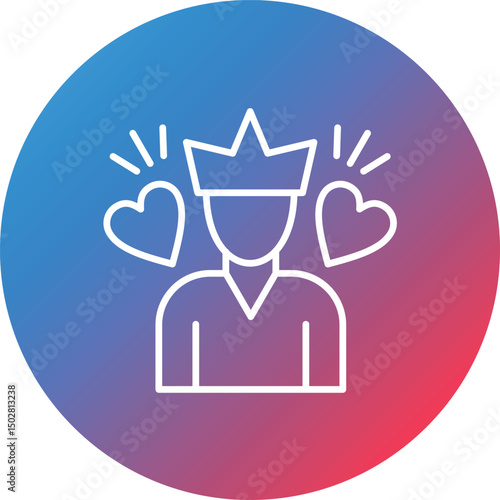 Self Esteem Line Gradient Circle Background Icon