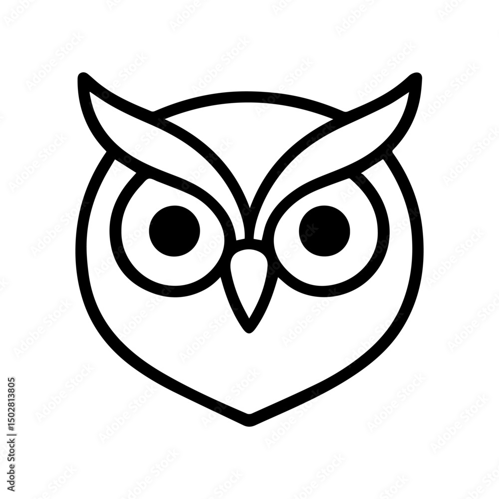 Obraz premium owl face icon on white background vector Vector line icon animals