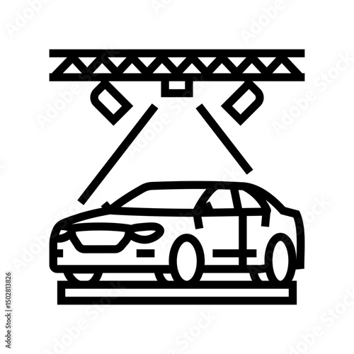 showroom display car dealership line icon vector illustration