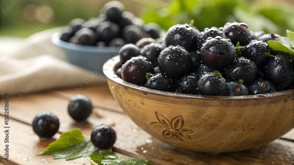 Plate Full of Fresh Ripe Black Nightshade Berries with Natural Light Plate Full of Fresh Ripe Black Nightshade Berries with Natural Light