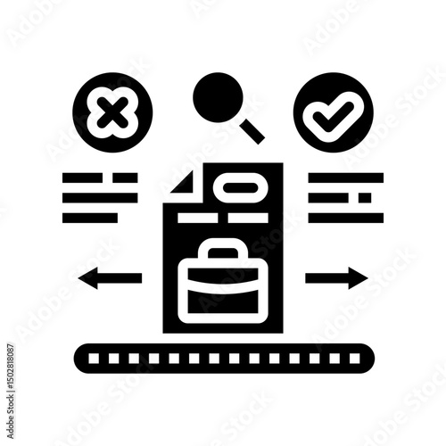 automated resume screening head hunting glyph icon vector illustration