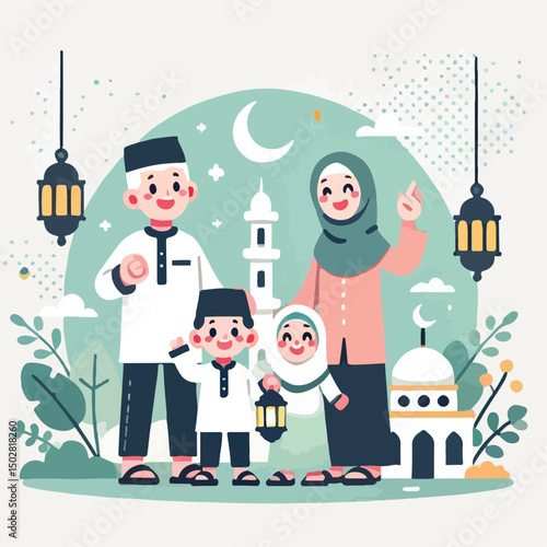 vector image of people celebrating Eid al-Fitr