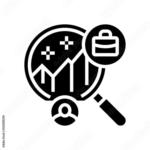 predictive hiring algorithms head hunting glyph icon vector illustration