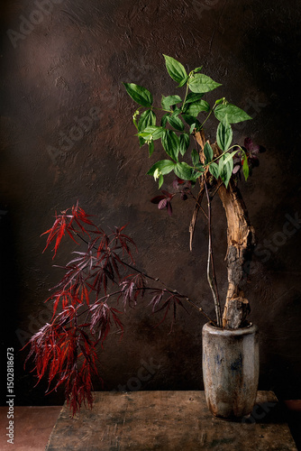 Elegant Potted Plants Against Dark Background