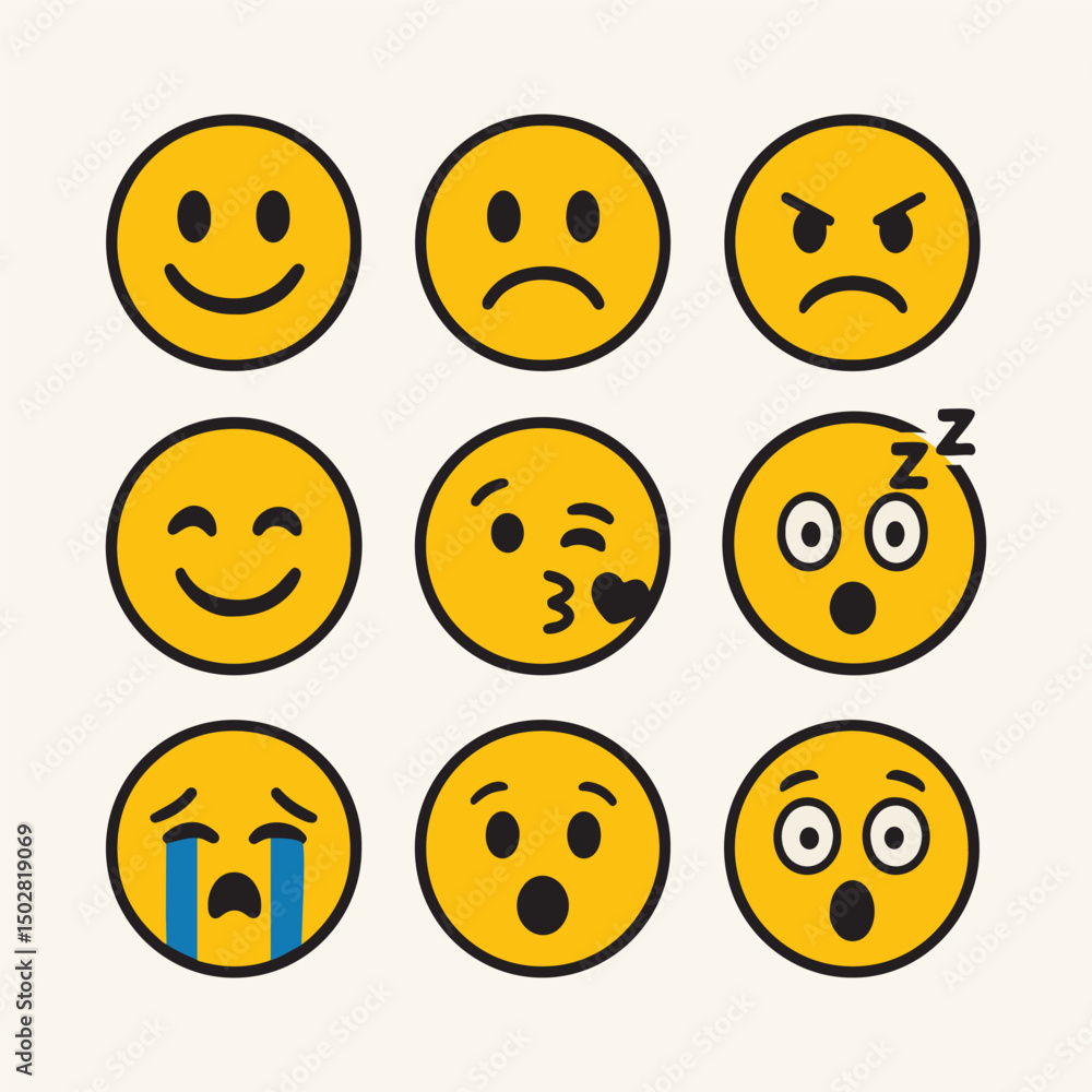 Fototapeta premium Smiley Face Icons Vector Illustration Set