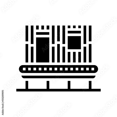 assembly line wood frame house glyph icon vector illustration