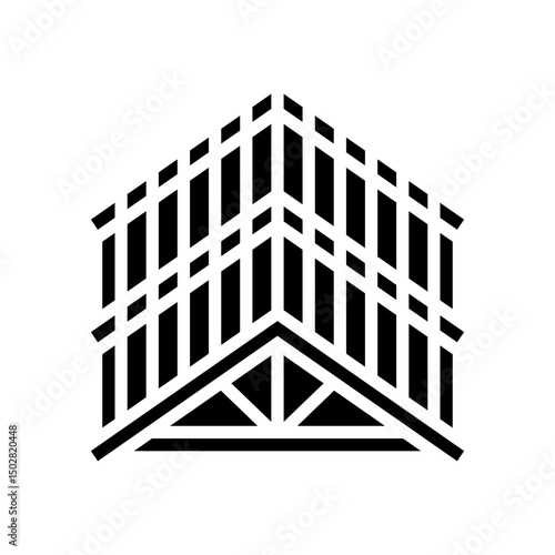 roof framing wood frame house glyph icon vector illustration