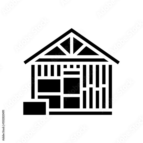 siding frame wood frame house glyph icon vector illustration