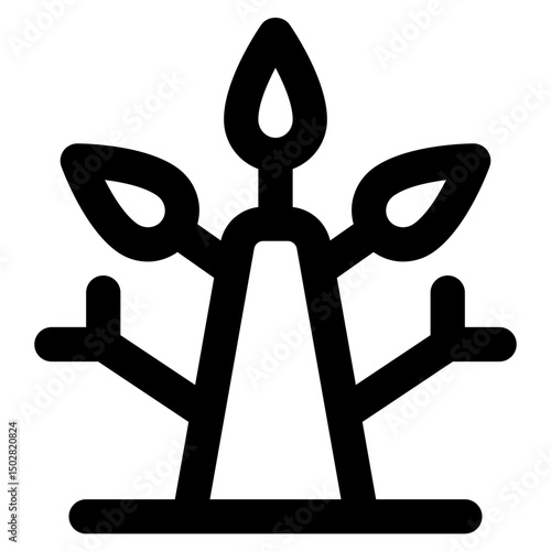 Tree icon with line and simple style