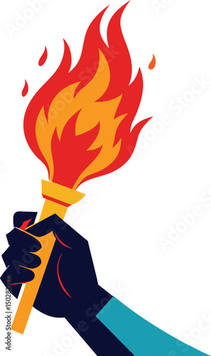 Olympic torch holding vector illustration