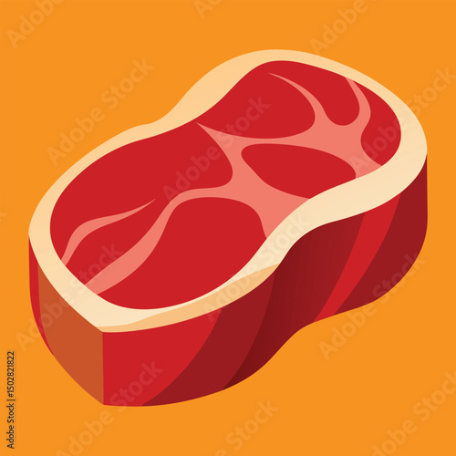 Cartoon illustration of a raw steak