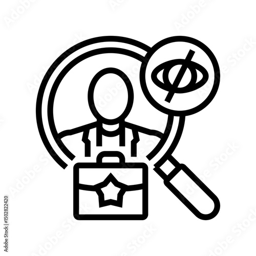 confidential executive search head hunting line icon vector illustration