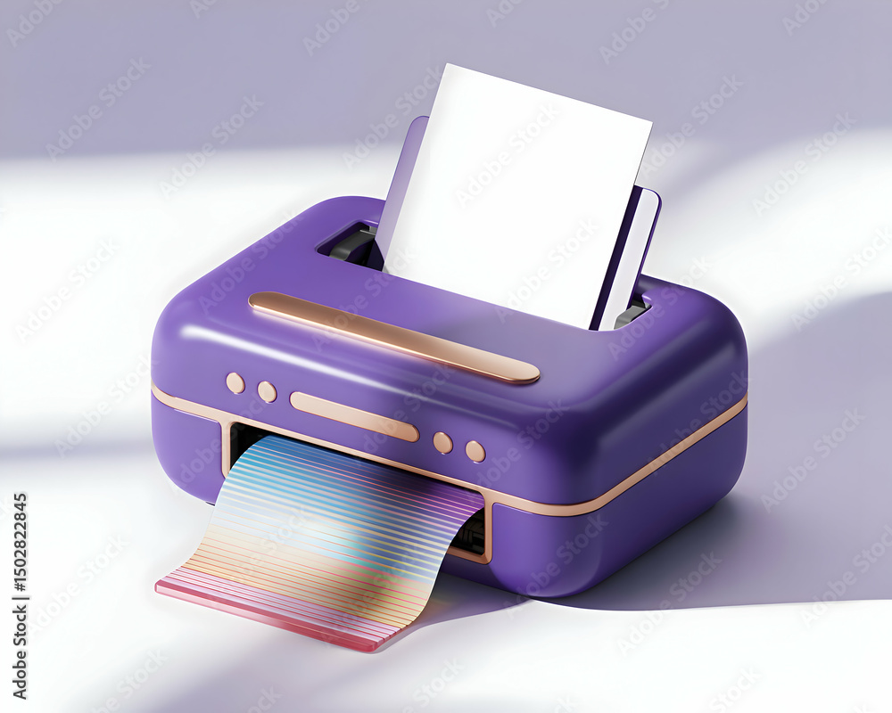 Obraz premium Purple and Rose Gold Inkjet Printer Printing Rainbow Design