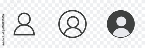 User profile icon set, Avatar or person icon, Black Outline User Icon, Profile picture, Circle button with avatar photo, User profile symbol, sign or symbol transparent background. vector illustration