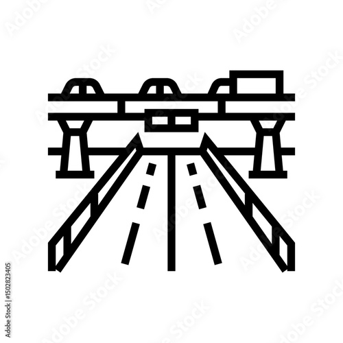bridge highway road line icon vector illustration