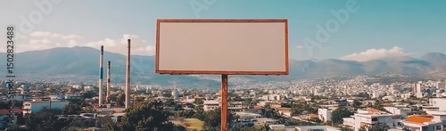 Blank billboard city view industrial background