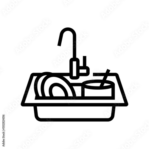 clogged sink line icon vector illustration