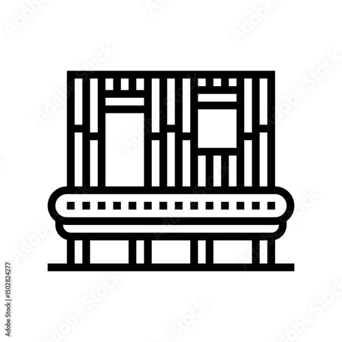 assembly line wood frame house line icon vector illustration