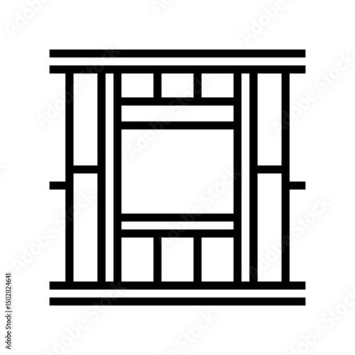 window frames wood frame house line icon vector illustration