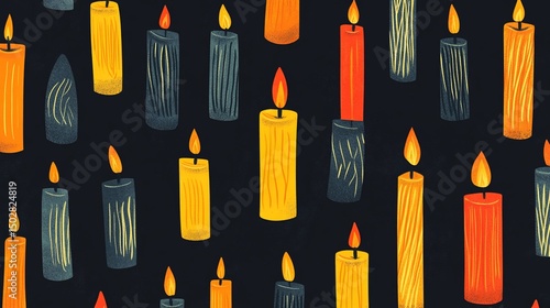 Illuminated Night: A Seamless Pattern of Burning Candles