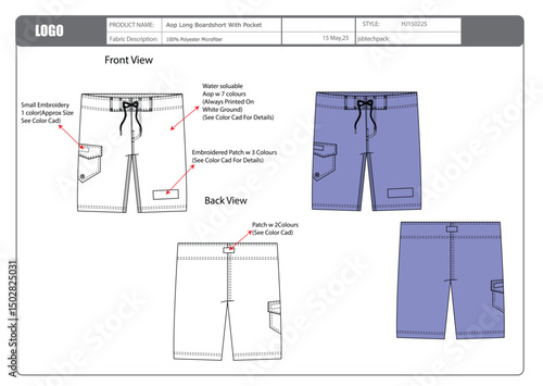 Tech Pack of men's Cargo Shorts with microfibre AOP
