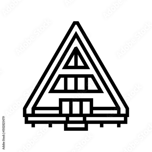 scandinavian style wood cabin line icon vector illustration