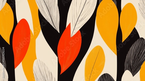 Abstract Autumnal Leaf Pattern in Warm Tones