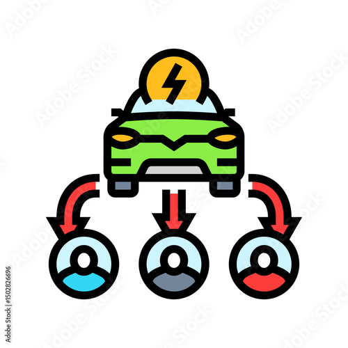 electric share car service color icon vector illustration