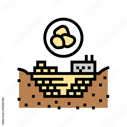 limestone quarry cement production color icon vector illustration