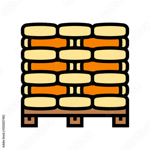 bags pallet cement production color icon vector illustration