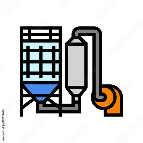 emission control equipment cement production color icon vector illustration