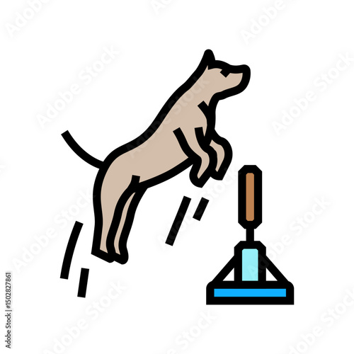 jumping hurdle dog competition show color icon vector illustration