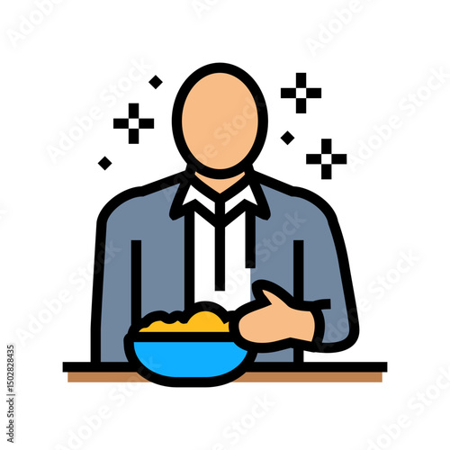 healthy eating at work employee health color icon vector illustration
