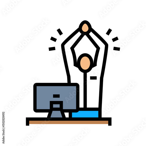 workplace stretching employee health color icon vector illustration