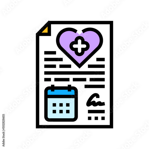 sick leave policy employee health color icon vector illustration
