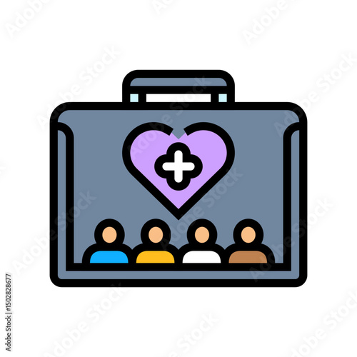 healthy workplace environment employee health color icon vector illustration