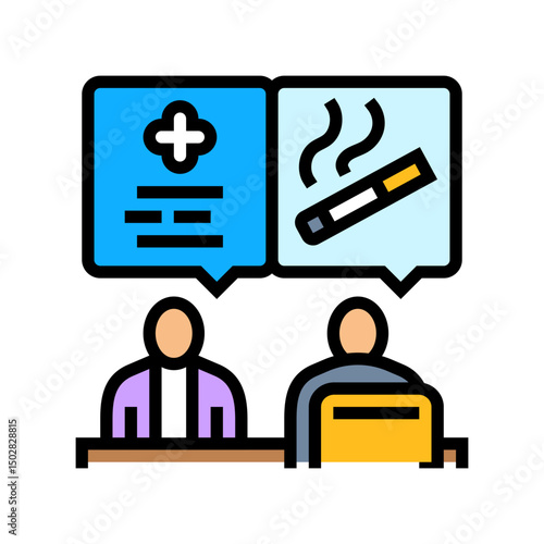 smoking cessation program employee health color icon vector illustration