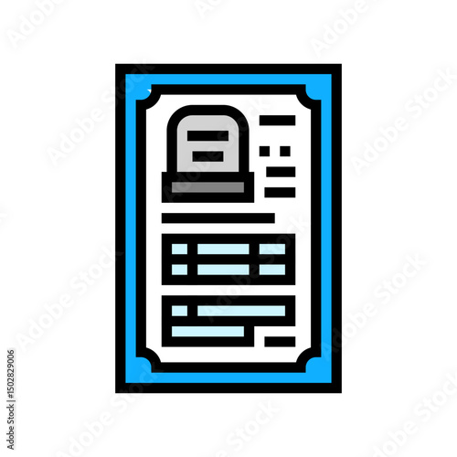 death certificate mortality color icon vector illustration