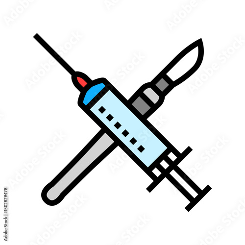 crossed medical tools mortality color icon vector illustration