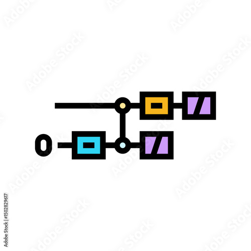 gates diagram quantum computer color icon vector illustration