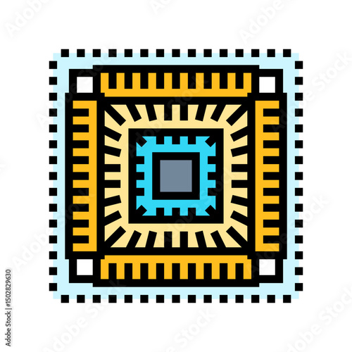 circuit board quantum computer color icon vector illustration