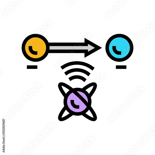 teleportation quantum computer color icon vector illustration